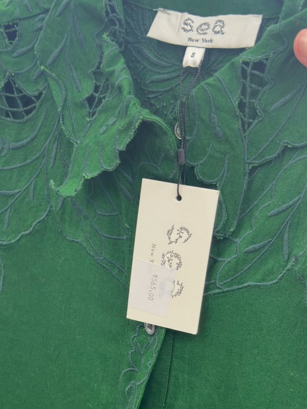 Sea New York Ceci Embroidery Shirt Dress in Green - Picture 7 of 7